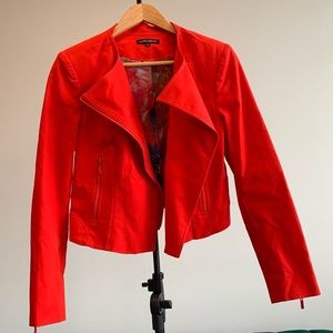 Red Crop Moto Jacket size 8
